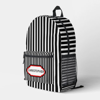 Mochila Impresa Diseño de franjas negras personalizado