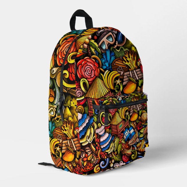 Mochila Impresa Diseño de graffitis colorido (Esquina izquierda trasera)
