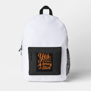 Mochila Impresa Diseño de Halloween Sí puedo conducir un palo