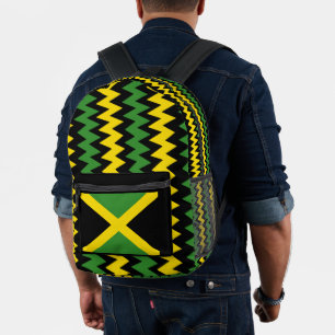 Mochila Impresa Diseño de la bandera jamaiquina Zig Zag