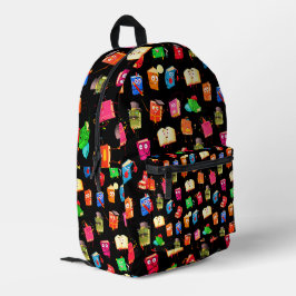 Mochila Impresa Diseño de libros coloridos