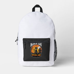 Mochila Impresa Diseño de Luna Casa Embrujada Gato Negro Halloween