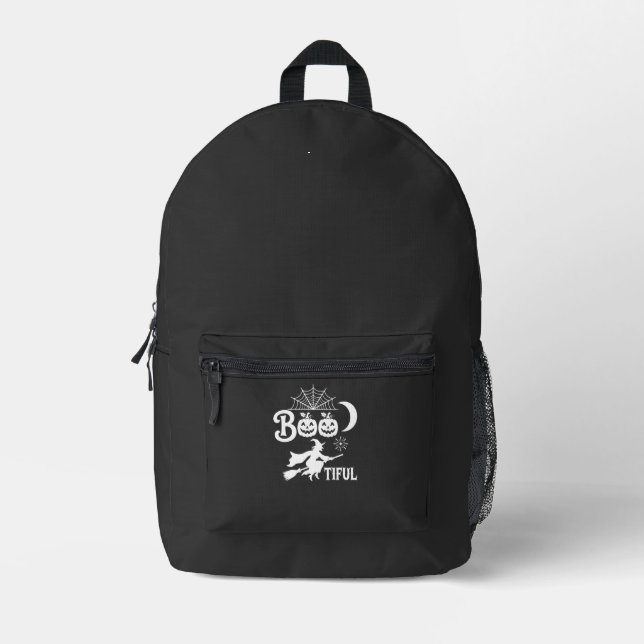 Mochila Impresa Diseño de luna de bruja de Halloween Bootiful_1 (Anverso)