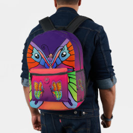 Mochila Impresa Diseño de mariposa colorida