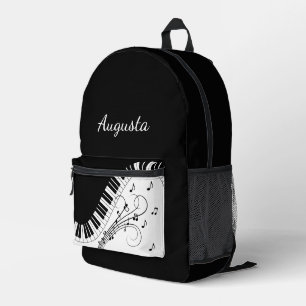 Mochila Impresa Diseño de música para teclado de piano con nombre