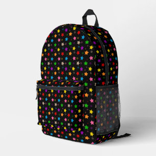 Mochila Impresa Diseño de Patrón de Estrellas Coloridas Negro 