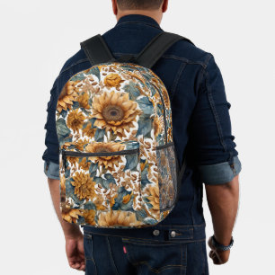 Mochila Impresa Diseño de patrón de girasoles bailarines
