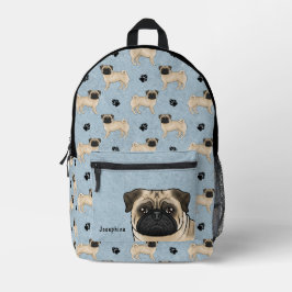 Mochila Impresa Diseño de patrón de pug cervato que friega con nom