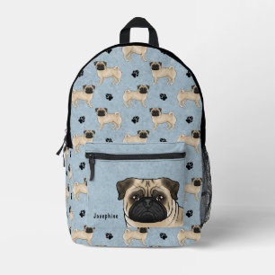 Mochila Impresa Diseño de patrón de pug cervato que friega con nom