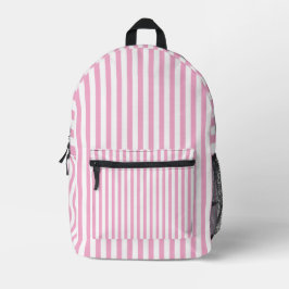Mochila Impresa Diseño de Patrón de Raya Vertical Rosa Blanco