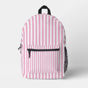 Mochila Impresa Diseño de Patrón de Raya Vertical Rosa Blanco