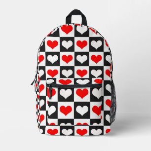 Mochila Impresa Diseño de patrones de corazón de amor geométrico