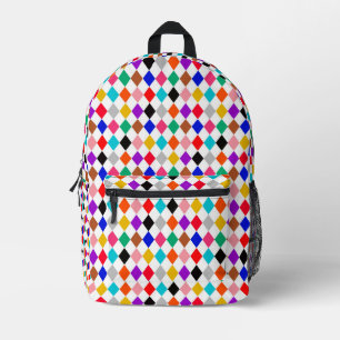 Mochila Impresa Diseño de patrones de diamantes de arlequín multic
