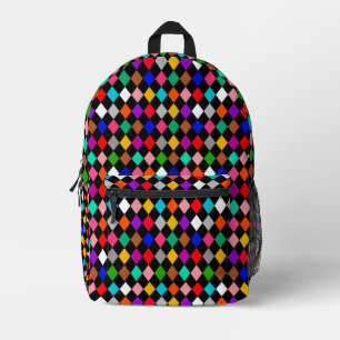 Mochila Impresa Diseño de patrones de diamantes de arlequín multic