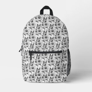 Mochila Impresa Diseño de patrones de flor de mariposa minimalista