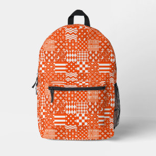Mochila Impresa Diseño de patrones mixtos de color blanco naranja