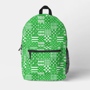 Mochila Impresa Diseño de patrones mixtos de color blanco verde