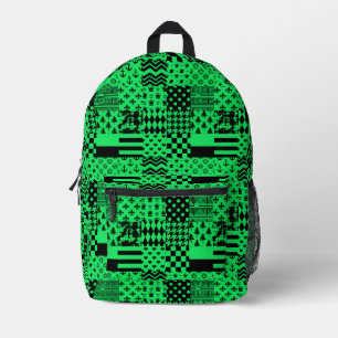 Mochila Impresa Diseño de patrones mixtos de color negro verde