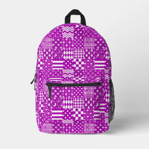 Mochila Impresa Diseño de patrones púrpura blanco mixto