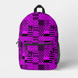 Mochila Impresa Diseño de patrones púrpura negro mixto