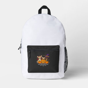 Mochila Impresa Diseño de perro bruja calabaza Halloween Chihuahua