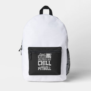 Mochila Impresa Diseño de Pitbull Quédate en Casa y Relájate