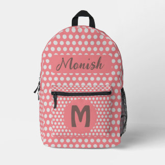 Mochila Impresa Diseño de puntos rosados de polka nombre personali