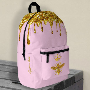 Mochila Impresa diseño de Queen Bee de purpurina simulado