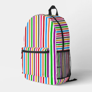 Mochila Impresa Diseño de rayas de arcoíris coloridas - Blanco