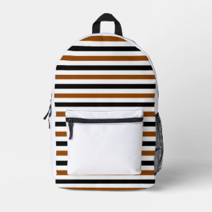 Mochila Impresa Diseño de rayas marrones negras y blancas