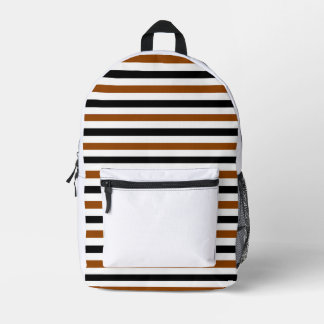 Mochila Impresa Diseño de rayas marrones negras y blancas