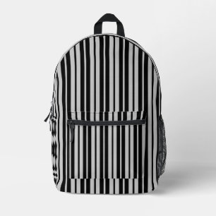 Mochila Impresa Diseño de rayas verticales grises y negras