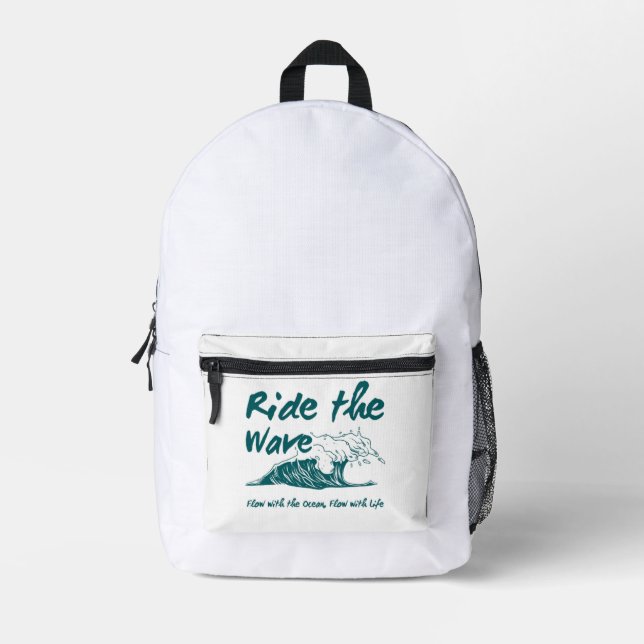 Mochila Impresa Diseño de surf Ride the Wave (Anverso)