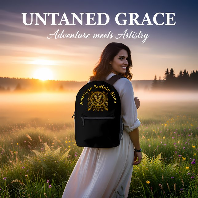 Mochila Impresa Diseño de venado con plumas y patrones geométricos (Subido por el creador)