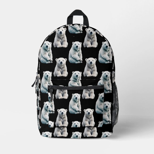 Mochila Impresa Diseño del patrón animal del oso polar (Anverso)