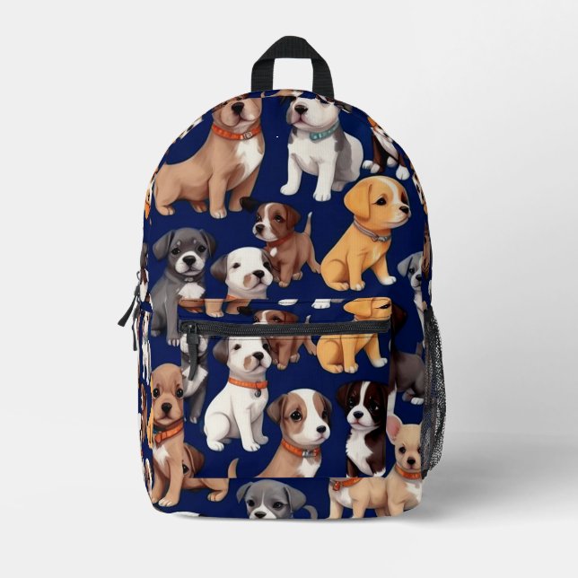 Mochila Impresa Diseño del patrón azul de la Marina de los Perros (Anverso)