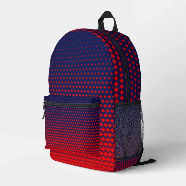 Mochila Impresa Diseño del patrón azul rojo (Esquina derecha trasera )