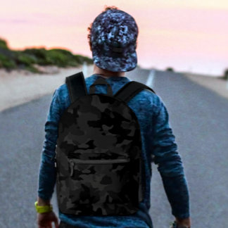 Mochila Impresa Diseño del patrón de camo militar negro y gris de