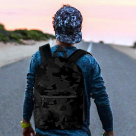 Mochila Impresa Diseño del patrón de camo militar negro y gris de 