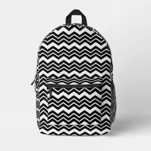 Mochila Impresa Diseño del patrón de Chevron de Zigzag blanco negr