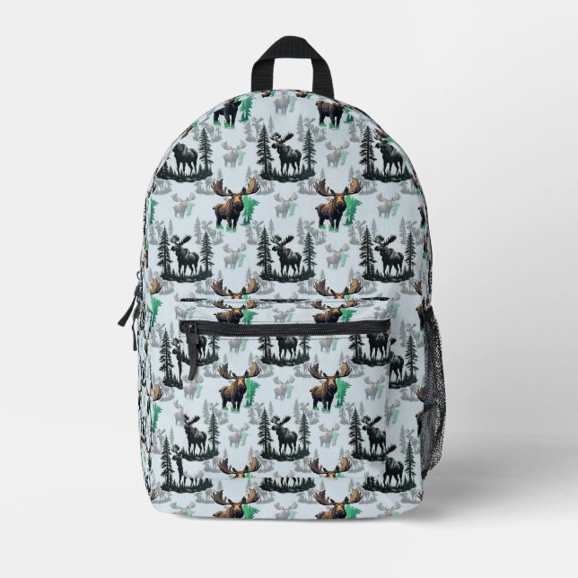 Mochila Impresa Diseño del patrón de ciervos Elk Moose Antlers (Anverso)