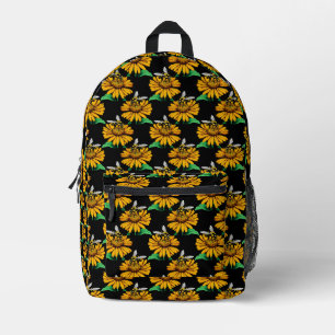Mochila Impresa Diseño del patrón de flor de girasol en negro