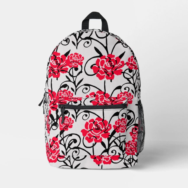 Mochila Impresa Diseño del patrón de Ilustracion floral de flor ro (Anverso)