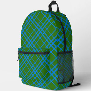Mochila Impresa Diseño del patrón de trazados de tartán azul sobre