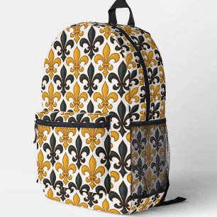 Mochila Impresa Diseño del patrón Fleur-de-lis amarillo negro barr