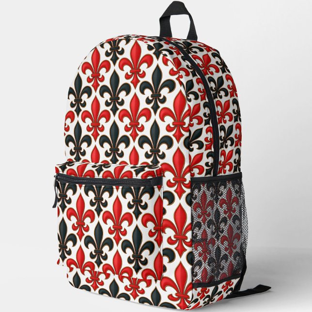 Mochila Impresa Diseño del patrón rojo negro barroco Fleur-de-lis (Subido por el creador)