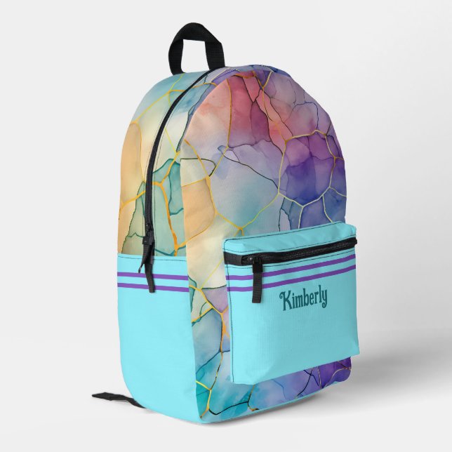 Mochila Impresa Diseño divertido y divertido de alcohol y tinta (Esquina izquierda trasera)