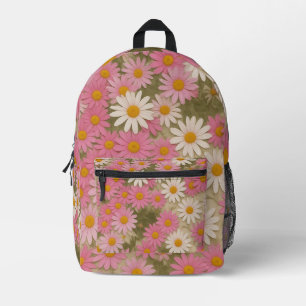 Mochila Impresa Diseño Estético de Patrón de Flor de Margarita Ret