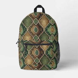 Mochila Impresa Diseño Exótico Ornado Geométrico de Piel de Serpie