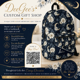 Mochila Impresa Diseño floral celestial y de luna creciente de med